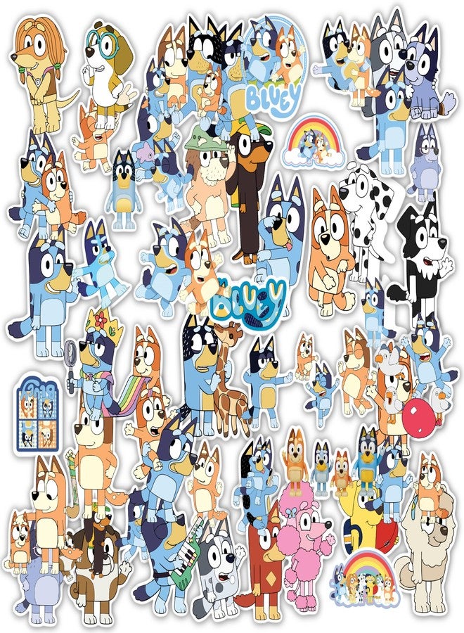 D2C Cartoon Stickers of Bluey for Kids Pack, 54 Glitter Finish Pieces, Approx 2-inch Decorative Sticker - Image 1